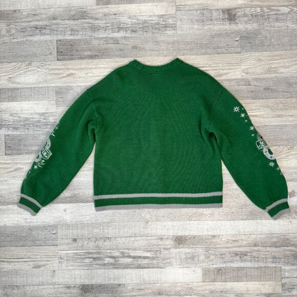 Harry Potter Kelly Green Slytherin Embroidered Cardigan Sweater B27 - Picture 6 of 6